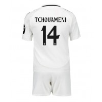 Real Madrid Aurelien Tchouameni #14 Koti Peliasu Lasten 2024-25 Lyhythihainen (+ Lyhyet housut)